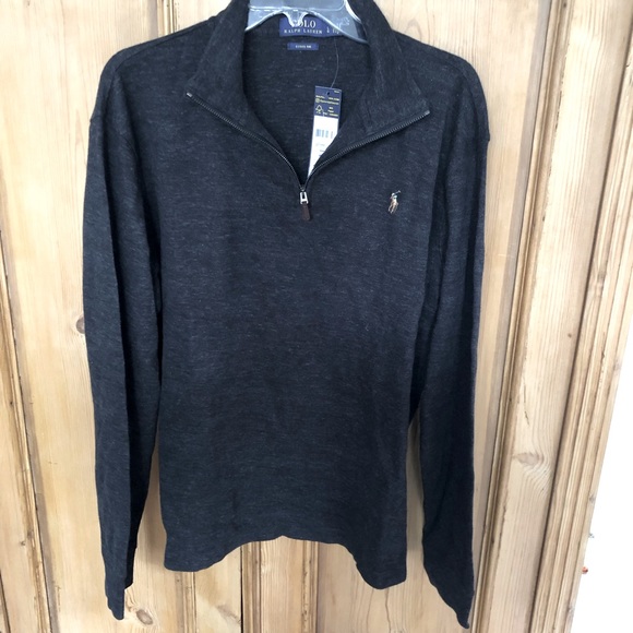 Polo Ralph Lauren Charcoal Half Zip, NWT - Picture 1 of 5